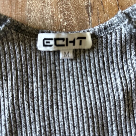 ECHT Ribbed Gray Long Sleeved Fitted Top - Medium - Picture 2 of 7